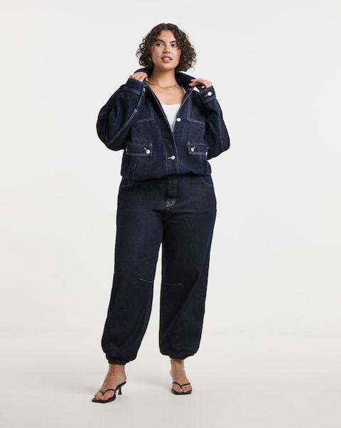 Indigo Cuffed Denim Balloon Jeans