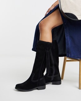 Abby Suede Tassle Knee High Boots - Wide Fit (E) & Curvy Calf - Image