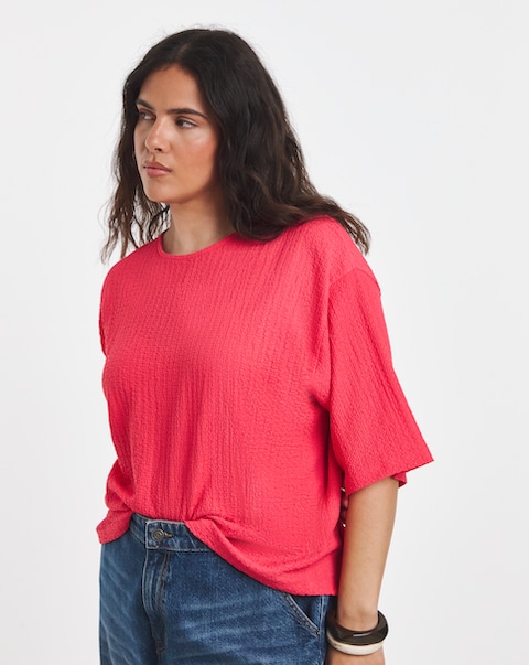 Simply Be Pink Waffle Kimono T-Shirt
