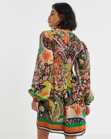 Simply Be Border Print Shirred Skater Dress