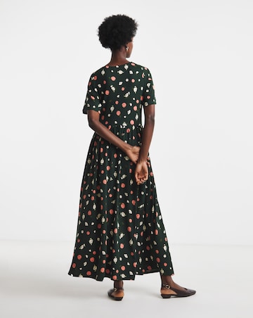 Ditsy Print Soft Touch Smock Midi Dress