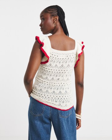 Simply Be Ruffle Knitted Vest with Contrast Hem