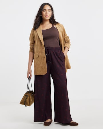 Simply Be Chocolate Spot Textured Waffle Wide Leg Trouser