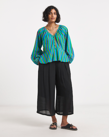 Multi Stripe Peplum Top