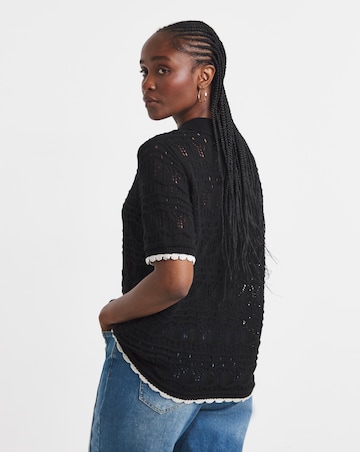 Simply Be Pointelle Collared Knit Top