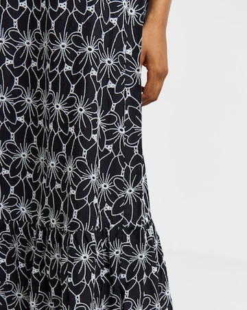 Lovedrobe Broderie Elasticated Back Waist Tiered Midaxi Skirt