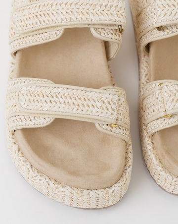 Simply Be Nyra Raffia Chunky Footbed Sandals - Wide Fit (E)