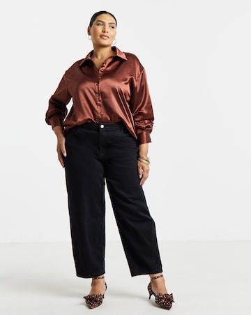 Simply Be Copper Liquid Satin Oversized Shirt