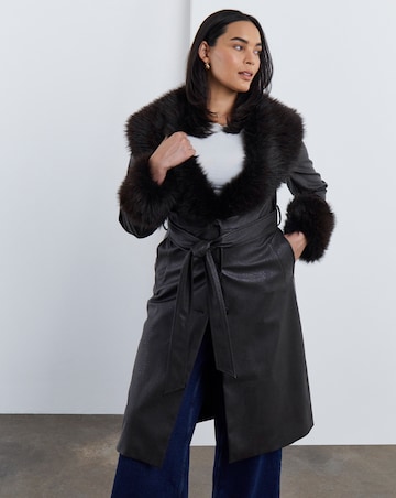Simply Be Chocolate Faux Leather Trench Coat