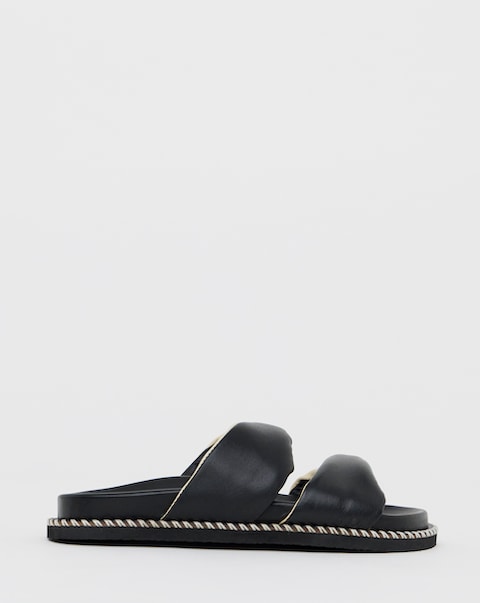 Simply Be Mica Soft Twist Leather Footbed Sandals - Wide Fit (E)
