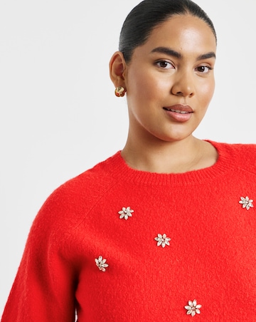 Diamante Embellished Half Sleeve Jumper