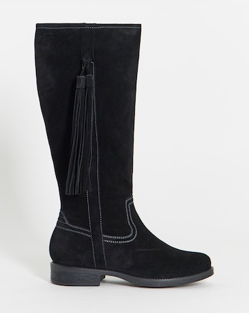 Abby Suede Tassle Knee High Boots - Wide Fit (E) & Curvy Calf