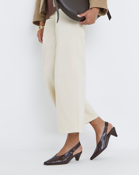 Rina Slingback Pointed Toe Heeled Shoes - Wide Fit (E)