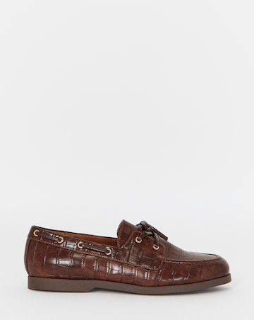 Delly Croc Effect Boat Shoes - Extra Wide Fit (EEE)
