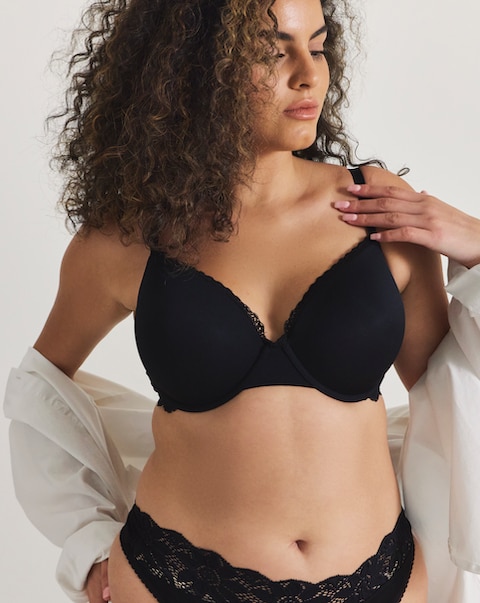 Pretty Secrets Supersoft Wired Balcony Bra (D-E) Black