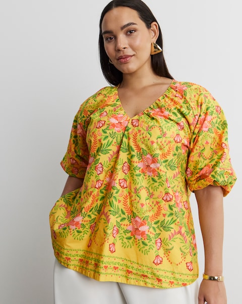 Joanna Hope Cotton Poplin Blouse