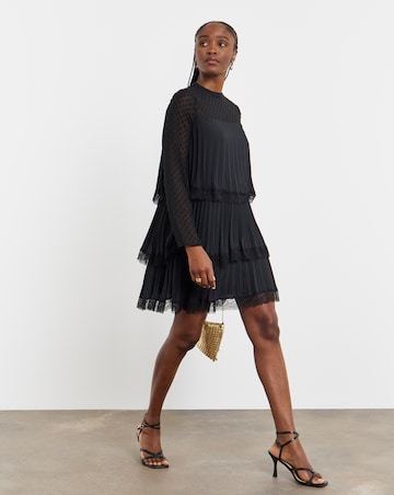 Joanna Hope Tiered Shift Dress With Lace Trim