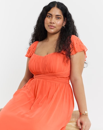 Little Mistress Frilled Sleeve Maxi Occasion Dress