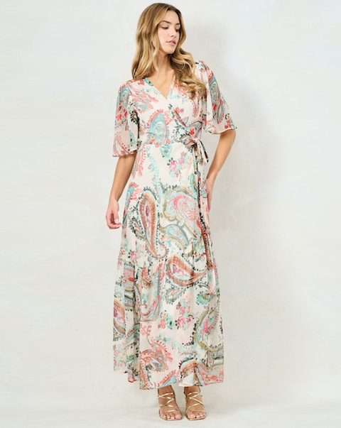 Hope & Ivy Blanche Maxi Wrap Dress