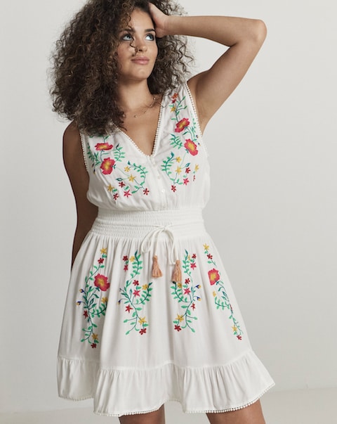Embroidered Mini Beach Dress