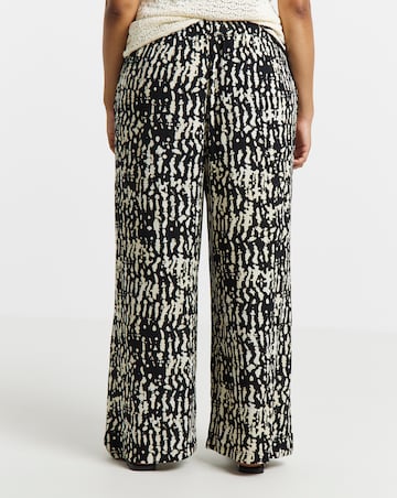Simply Be Mono Print Crinkle Wide Leg Trousers
