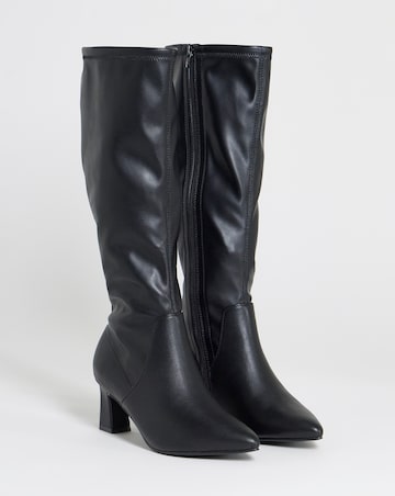 Shona Pointed Toe Knee High Sock Boots - Standard Fit (D) & Standard Calf