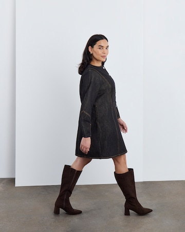 Indigo Denim Button Front Mini Dress