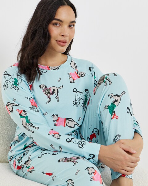 Pretty Secrets Supersoft Knit Dog Print Twosie