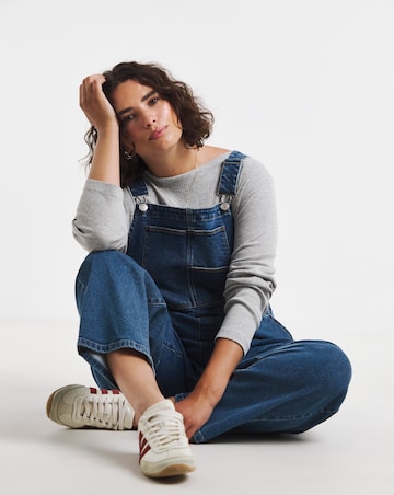 Dark Blue Barrel Leg Denim Dungaree