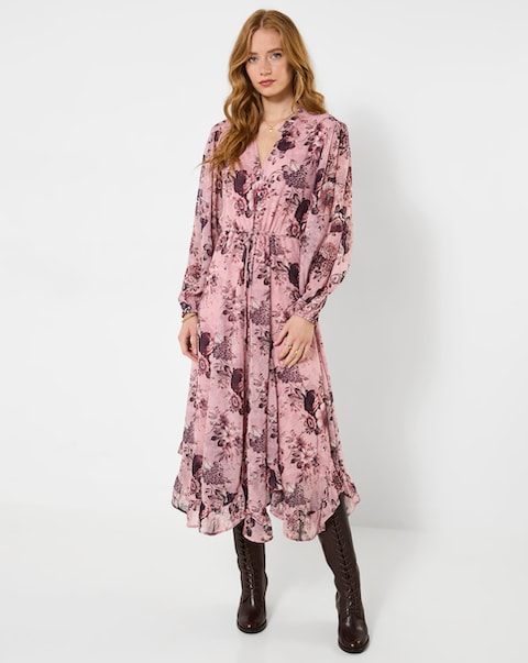 Joe Browns Elegant Florals Frill Hem Midi Dress