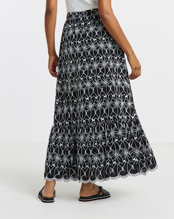 Lovedrobe Broderie Elasticated Back Waist Tiered Midaxi Skirt