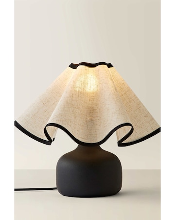 ValueLights Emilia Black Table Lamp with Black Trim Shade