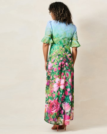 Hope & Ivy Solenne Maxi Placement Print Dress