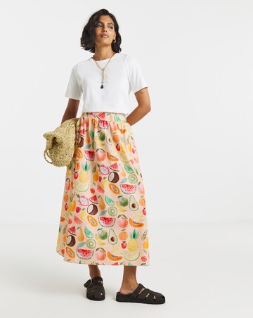 Twisted Wunder Cotton Fruit Print Maxi Skirt