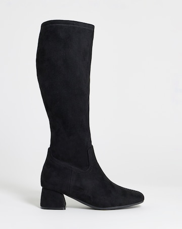 Natalya Block Heel Stretch Knee High Boots - Wide Fit (E) & Standard Calf