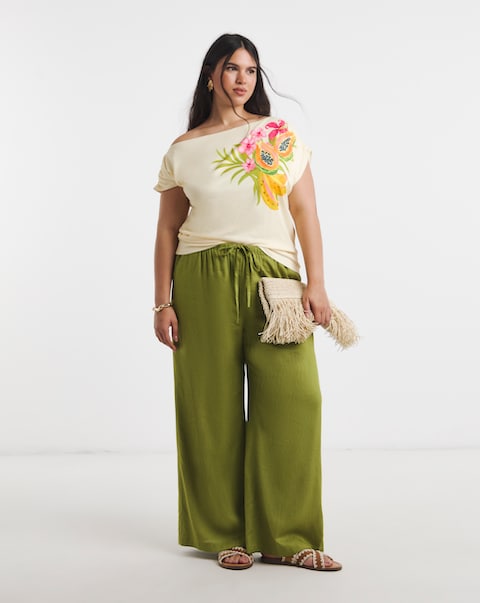Simply Be Multi Print Off the Shoulder Mesh Top