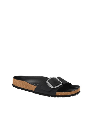 Birkenstock Madrid Black Oiled Leather Big Buckle Sandals - Standard Fit (D)