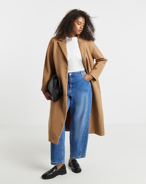 Camel Relaxed Single Breasted Coat