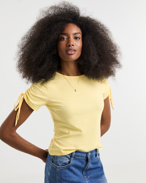 Pieces Gruda Short Sleeve Ruching Jersey Tee