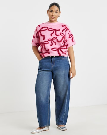 Tinsel Bow Short Sleeve Jumper