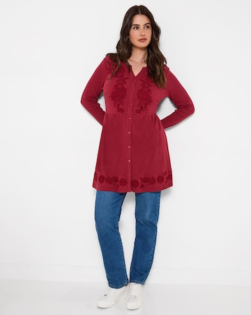 Joe Browns Ribbed Button Through Tunic Top With Embroidery Detail