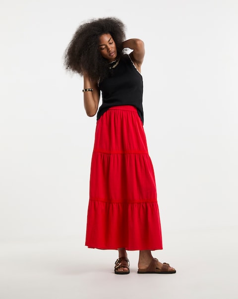 Pieces Tohime High Waisted Ankle Woven Skirt Lacetapes