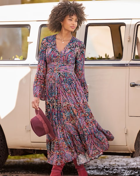 Joe Browns Perfect Paisley Long Sleeve Maxi Dress