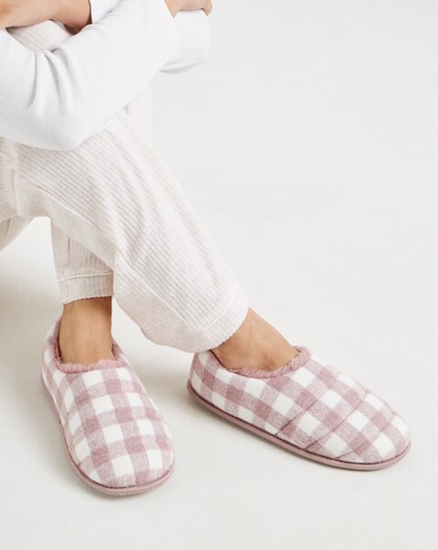 Promise Checkered Full Slippers - Extra Wide Fit (EEE)