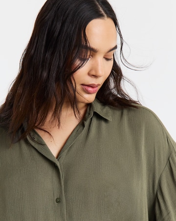 Khaki Oversized Crinkle Shirt