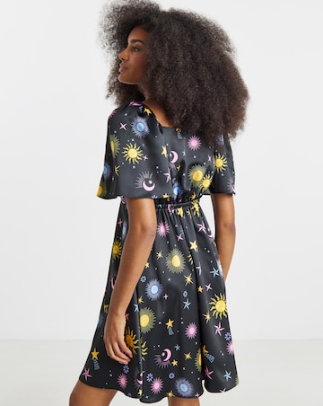 Twisted Wunder Cordella Star & Moon Print Woven Satin Mini Dress