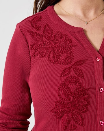 Joe Browns Ribbed Button Through Tunic Top With Embroidery Detail