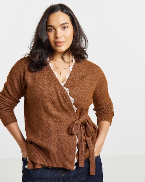 Lace Trim Ballet Wrap Cardigan