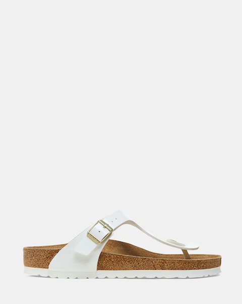 Birkenstock Gizeh White Patent Sandals - Standard Fit (D)