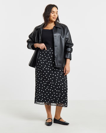 Simply Be Mono Spot Print Chiffon Maxi Skirt